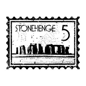 单一巨石柱图标矢量插图旅游游客划痕英语岩石时代吸引力新石器邮票石头图片