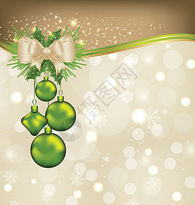 圣诞节舞会假日背景和圣诞球丝带雪花卡片玻璃插图季节闪光辉光墙纸包装图片