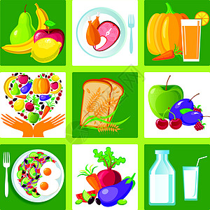 健康食品杂货茄子生态饮食粮食食物面包营养牛奶果汁图片
