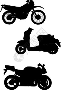 3个摩托车矢量插图 帮助设计师;图片