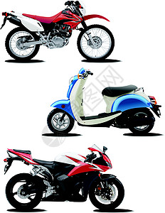 3个摩托车矢量插图 帮助设计师图片