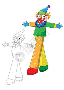 小丑漫画  矢量说明颜色和条纹娱乐微笑马戏团乐趣演员插图生日派对卡通片艺术图片