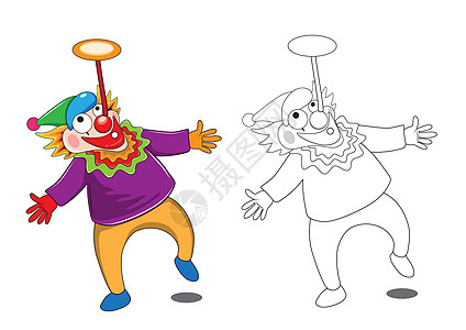 小丑漫画  矢量说明颜色和条纹公园演员喜剧演员艺术白色插图娱乐微笑男人乐趣图片