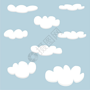 浅蓝色天空背景的白色云层 由白矢量云组成图片