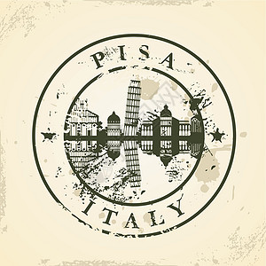意大利比萨(比萨)Grunge橡胶邮票图片