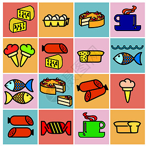 收藏平面图标 食物符号 矢量图示图片