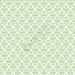 无缝的心型叶子创造力条纹装饰白色绘画插图墙纸绿色图片
