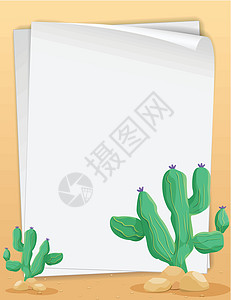 沙漠植物群仙人掌教皇沙漠植物明信片艺术卡片绘画草图横幅干旱框架设计图片