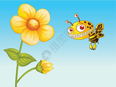 a 蜜蜂野生动物树叶色调植物群天空叶子绘画生物蜂蜜雏菊图片
