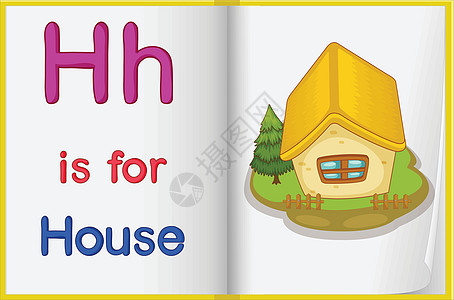 书本教育字母卡通片房子英语语言男生学生男人学校图片