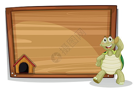 木制空板旁的乌龟图片