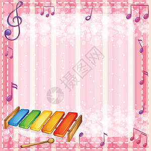 配有音乐音符的色彩多彩的 Xylophone图片