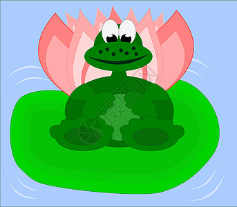 青蛙气候绘画叶子沼泽野生动物插图植物百合两栖池塘图片