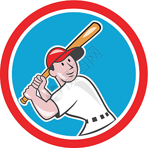 棒球打棒球的球员向上寻找圆环卡通图片