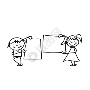 亲手画动画卡通快乐的孩子木板展示跑步乐趣绘画孩子们朋友微笑写意艺术图片