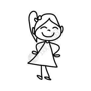 亲手画动画卡通快乐的孩子展示铅笔女孩们孩子们白色朋友跑步微笑幸福乐趣图片