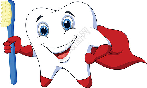带有牙刷的可爱漫画超级英雄牙齿图片