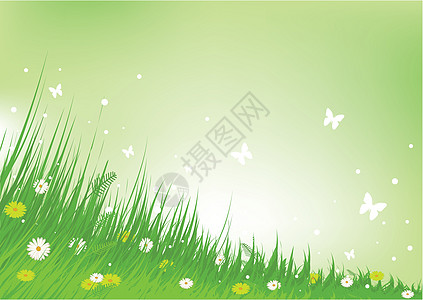 草地赞扬表扬背景绿色艺术品夹子日落卡通片场景艺术花朵场地插图图片