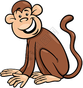 有趣的猴子漫画插图快乐尾巴野生动物动物吉祥物荒野动物园灵长类绘画哺乳动物图片