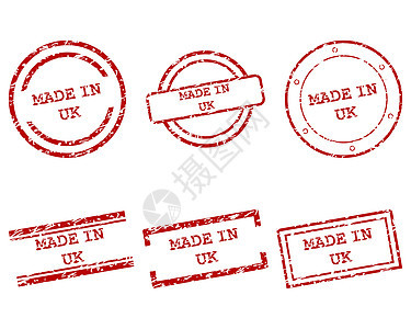 以英国邮票制作墨水打印商业标签购物海豹红色橡皮销售贴纸图片