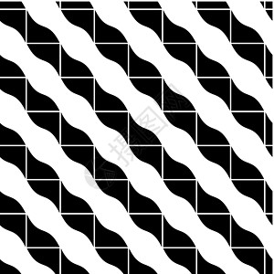 几何马赛克无缝模式 矢量背景黑色波浪状具象长方形厨房白色编织图形化条纹创造力图片