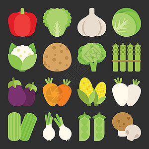 蔬菜图标插图茄子萝卜玉米树叶土豆维生素菜花果汁美食图片