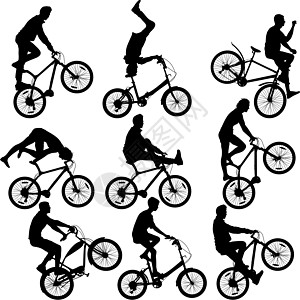设置骑自行车的男性和女性的轮廓 矢量插图旅行活动运动男人运动员休闲速度女士行动身体图片