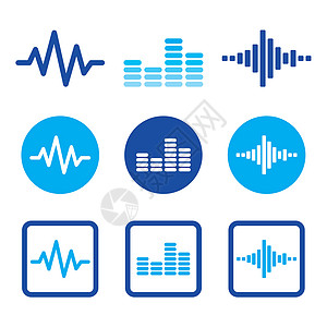 产品实拍图音波音乐矢量蓝色图标集设计图片