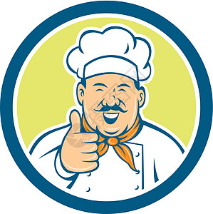 烹饪大厨快乐缩略图帽子插图艺术品微笑食品圆圈男人男性工人厨师图片