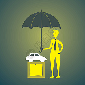 保护伞式矢量下的汽车保险或保护汽车概念图片