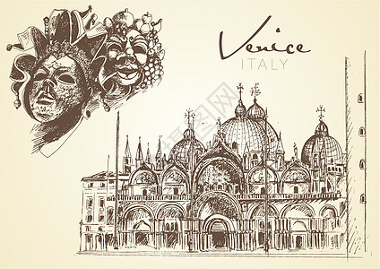 文艺复兴画手画的威尼斯设计图片