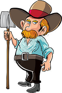 长胡子戴帽子的卡通农民图片