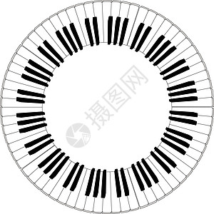黑白圆形钢琴键盘艺术彩虹体积框架绘画音乐娱乐插图水平钥匙图片