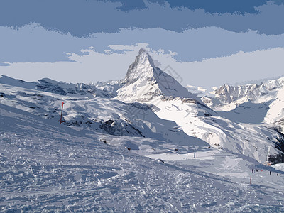 泽尔马特上空高山的阿尔卑斯山气势三角形寒冷白色场景爬坡三角巧克力冻结图片