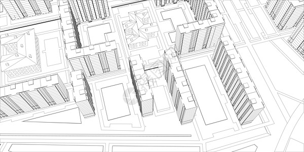电线框架建筑街道城市公寓楼小区草图居住高层建筑工程绘画图片