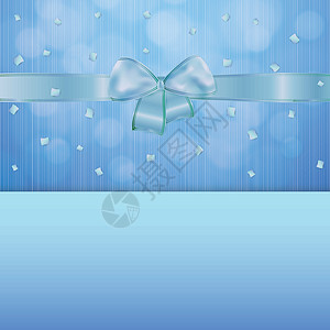 带丝带和面纸的蓝色礼品卡图片