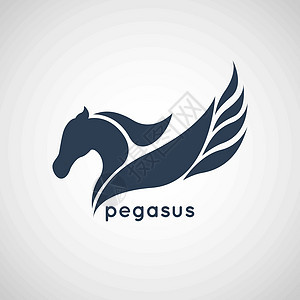 pegasus 徽标矢量马术翅膀动物野马力量速度自由插图运动白色背景图片