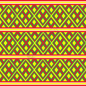 泰 泰国情况泰国模式金子正方形黄色插图纺织品编织植物网格绿色红色图片