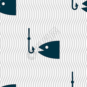 渔船图标符号 无缝模式与几何纹理 矢量元素灯塔活动罗盘乐趣运动鱼饵爱好海洋钓鱼图片