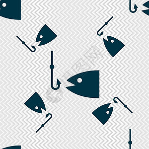 渔船图标符号 无缝模式与几何纹理 矢量池塘钓鱼鱼饵挑战罗盘海洋渔夫冒险元素乐趣图片