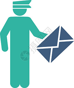 商业Bicola Set 的邮件图标包装信使男性邮箱送货运输明信片邮差导游青色图片
