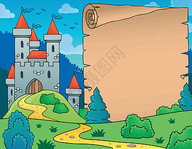 城堡和羊皮纸主题图像图片