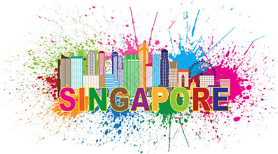 新加坡河新加坡市天线涂料喷雾插图设计图片