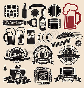 啤酒元素横幅派对绘画酒花标签酒精玻璃插图框架啤酒厂图片