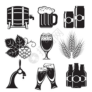 啤酒元素金子玻璃绘画瓶子插图标签酒吧商业酒花酒精图片