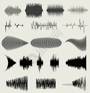 矢量声波设置 音效平准技术 脉冲音乐 矢量插图收音机记录振动均衡器嗓音仪表波浪状玩家技术旋律图片