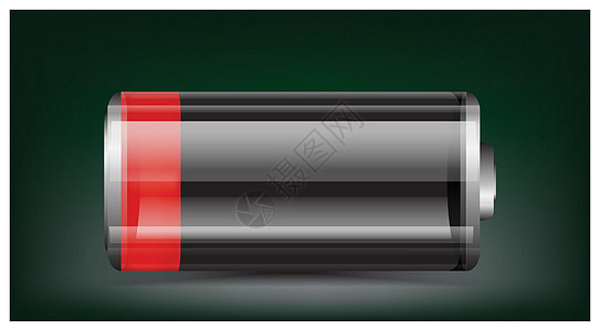矢量透明电池插图 深底的低电红色电池组使用低电荷图片