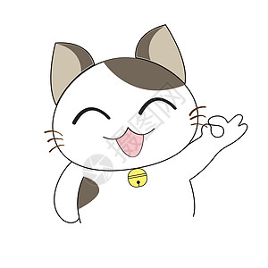 白色的猫可爱的猫咪性格猫科绘画微笑乐趣宠物虎斑胡须男性灰色吉祥物设计图片