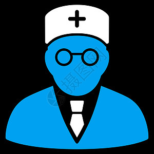 主要物理图标蓝色医师字形首席员工黑色医院临床博士白色图片