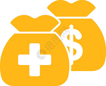 保健基金图标药品医疗黄色储蓄资金麻袋投资信用现金帮助图片